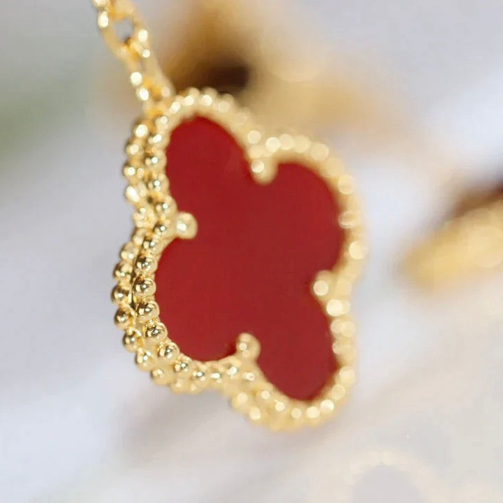 [⭐Hyrra Jewelry]CLOVER  2 MOTIF  TIGER EYE CARNELIAN EARRINGS