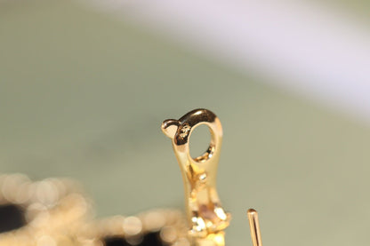 [⭐Hyrra Jewelry]CLOVER EARRINGS GOLD ONYX MOP 3 MOTIF