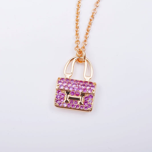 [⭐Hyrra Jewelry]CONSTANCE PEDANT PURPLE DIAMOND NECKLACE