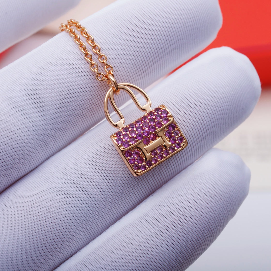 [⭐Hyrra Jewelry]CONSTANCE PEDANT PURPLE DIAMOND NECKLACE