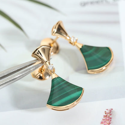 [⭐Hyrra Jewelry]DREAM MALACHITE PINK GOLD EARRINGS