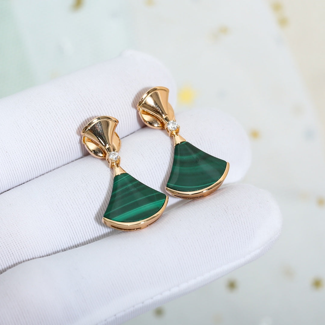 [⭐Hyrra Jewelry]DREAM MALACHITE PINK GOLD EARRINGS