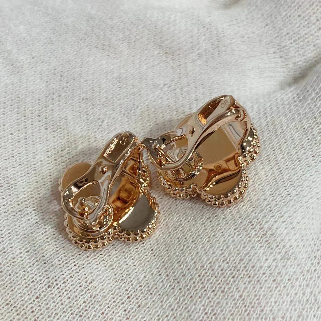 [⭐Hyrra Jewelry]CLOVER MEDIUM 1 MOTIFS CARNELIAN  DIAMOND earrings