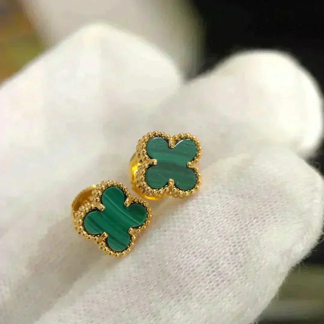 [⭐Hyrra Jewelry]CLOVER MINI 9.5MM MALACHITE  EARRINGS