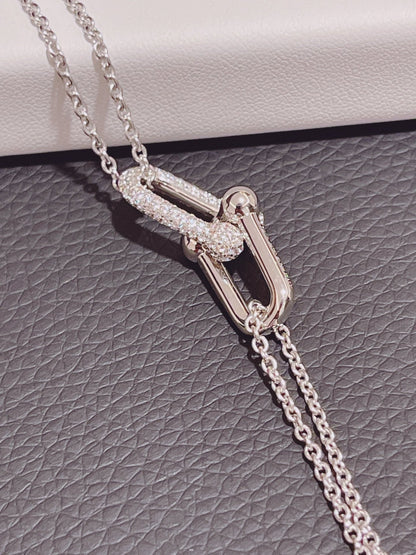 [Hyrra Jewelry]HARDWEAR DOUBLE LINK PEDANT SILVER DIAMOND NECKLACE