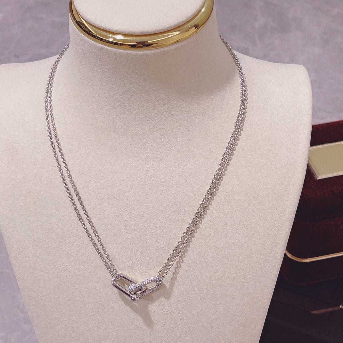 [Hyrra Jewelry]HARDWEAR DOUBLE LINK PEDANT SILVER DIAMOND NECKLACE