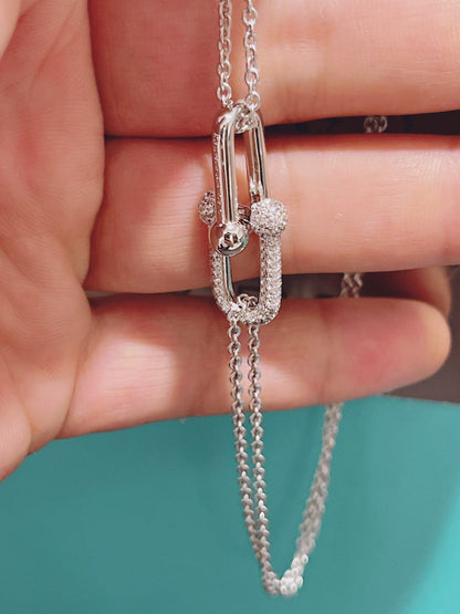 [Hyrra Jewelry]HARDWEAR DOUBLE LINK PEDANT SILVER DIAMOND NECKLACE