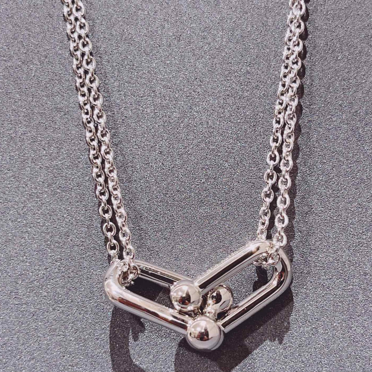 [Hyrra Jewelry]HARDWEAR DOUBLE LINK PEDANT SILVER NECKLACE