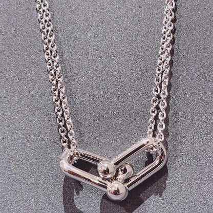 [Hyrra Jewelry]HARDWEAR DOUBLE LINK PEDANT SILVER NECKLACE