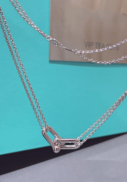 [Hyrra Jewelry]HARDWEAR DOUBLE LINK PEDANT SILVER NECKLACE