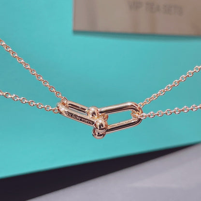 [Hyrra Jewelry]HARDWEAR DOUBLE LINK PEDANT PINK GOLD NECKLACE