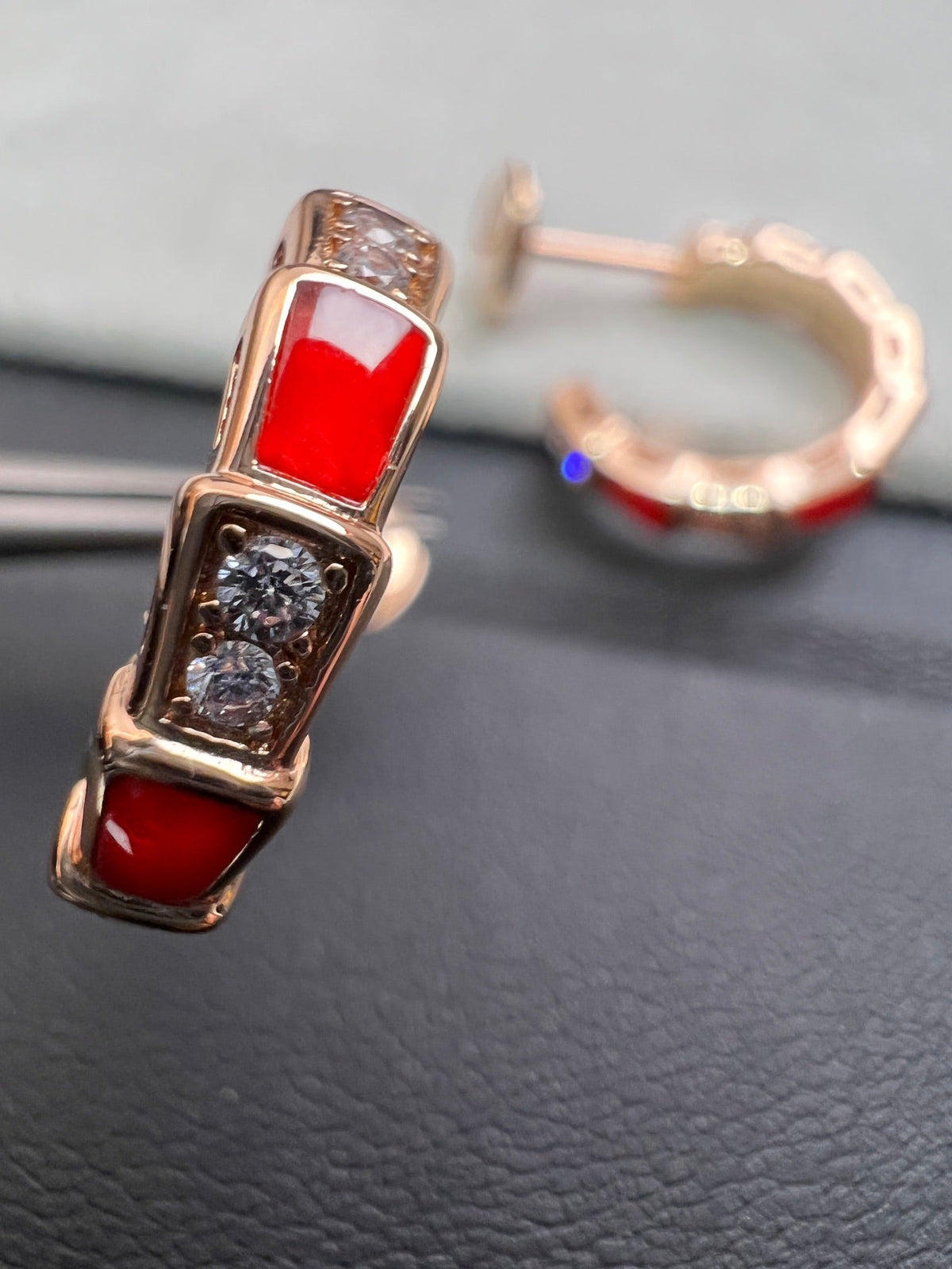 [⭐Hyrra Jewelry]SERPENTI CARNELIAN PINK GOLD EARRINGS