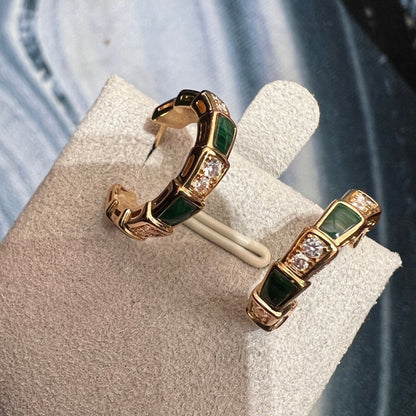 [⭐Hyrra Jewelry]SERPENTI MALACHITE PINK GOLD EARRINGS