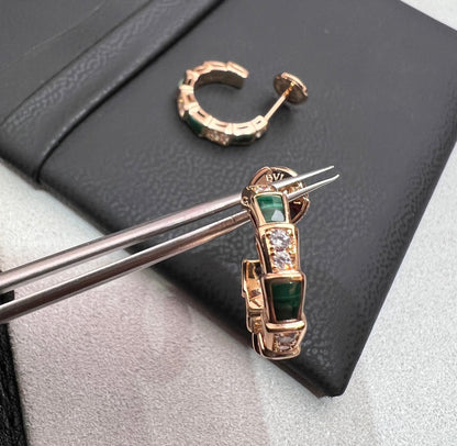 [⭐Hyrra Jewelry]SERPENTI MALACHITE PINK GOLD EARRINGS
