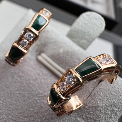 [⭐Hyrra Jewelry]SERPENTI MALACHITE PINK GOLD EARRINGS