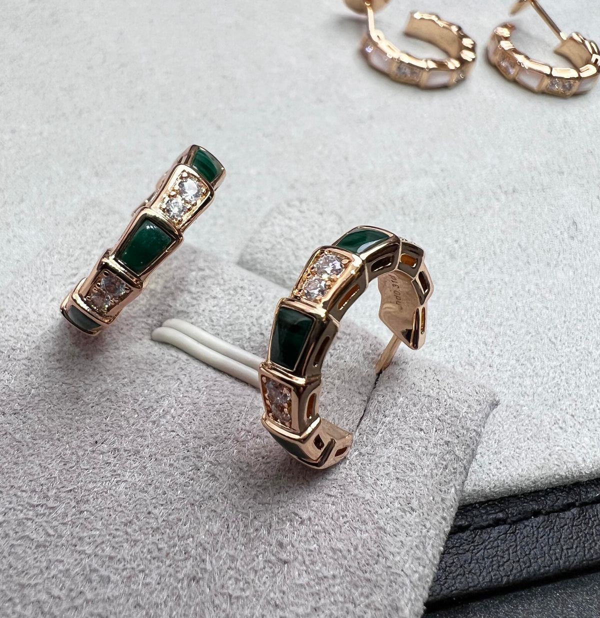 [⭐Hyrra Jewelry]SERPENTI MALACHITE PINK GOLD EARRINGS