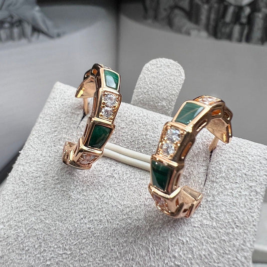 [⭐Hyrra Jewelry]SERPENTI MALACHITE PINK GOLD EARRINGS