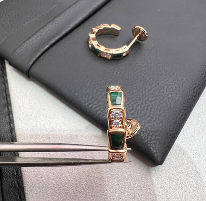 [⭐Hyrra Jewelry]SERPENTI MALACHITE PINK GOLD EARRINGS