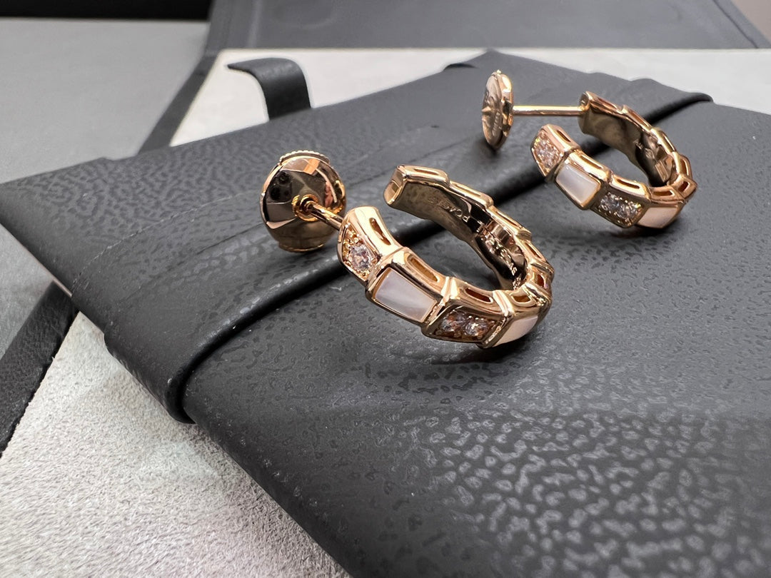 [⭐Hyrra Jewelry]SERPENTI MOP PINK GOLD EARRINGS