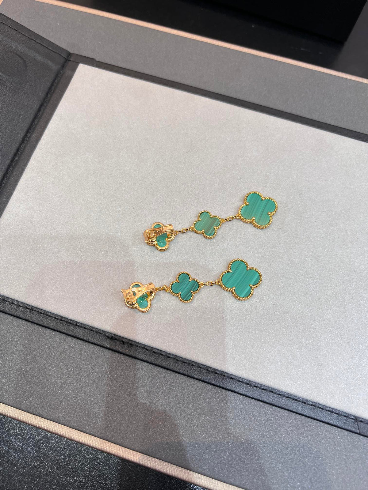 [⭐Hyrra Jewelry]CLOVER MALACHITE 3 MOTIFS GOLD