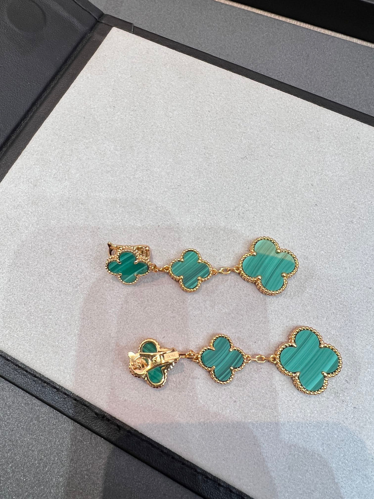 [⭐Hyrra Jewelry]CLOVER MALACHITE 3 MOTIFS GOLD
