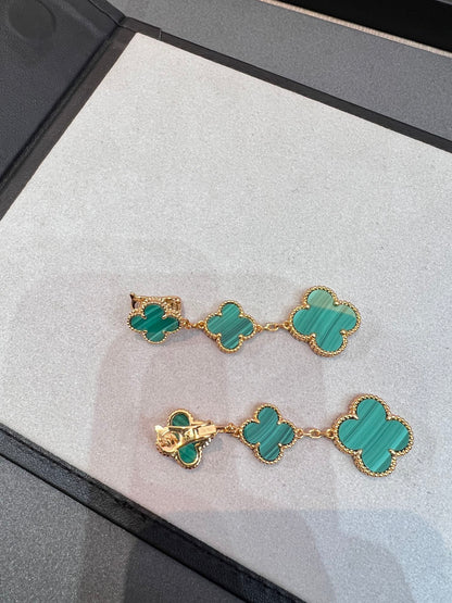 [⭐Hyrra Jewelry]CLOVER MALACHITE 3 MOTIFS GOLD