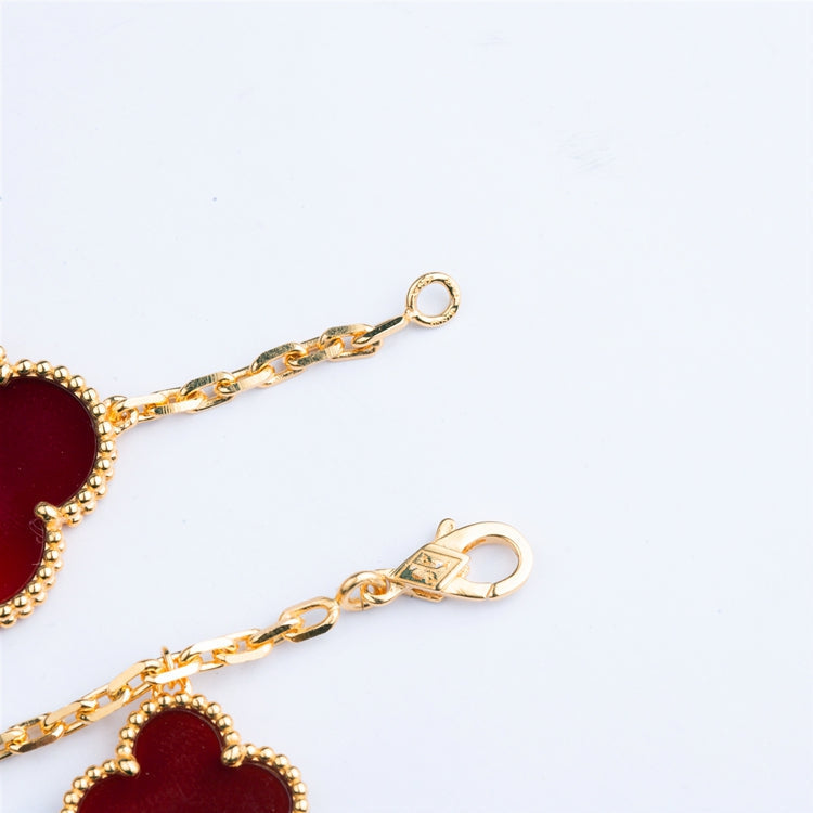 [⭐Hyrra Jewelry]CLOVER BRACELET 5 MOTIFS CARNELIAN TIGER EYE
