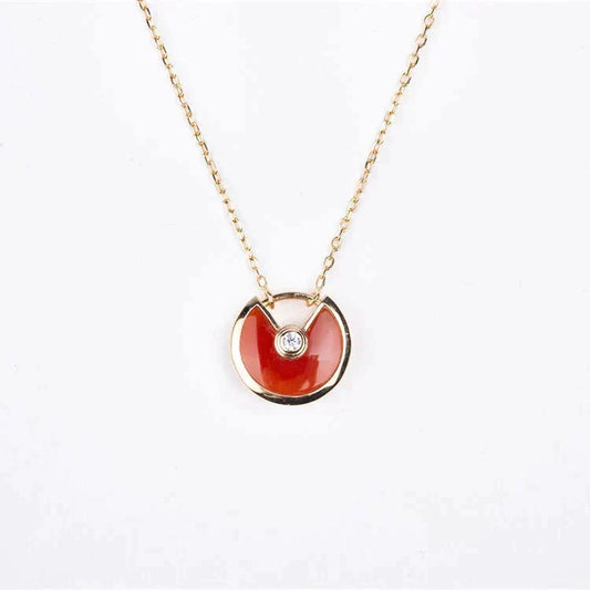 [⭐Hyrra Jewelry]AMULETTE GOLD CARNELIAN ONYX NECKLACE