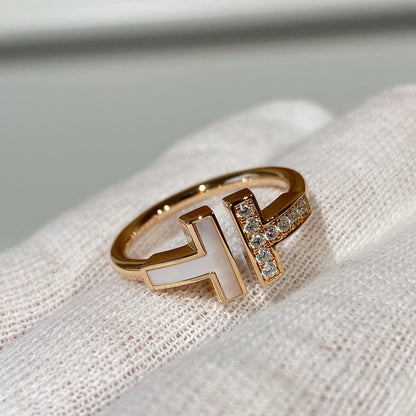 [Hyrra Jewelry]T WIRE MOP DIAMOND RING PINK GOLD