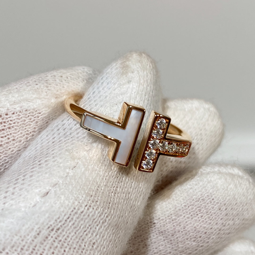 [Hyrra Jewelry]T WIRE MOP DIAMOND RING PINK GOLD
