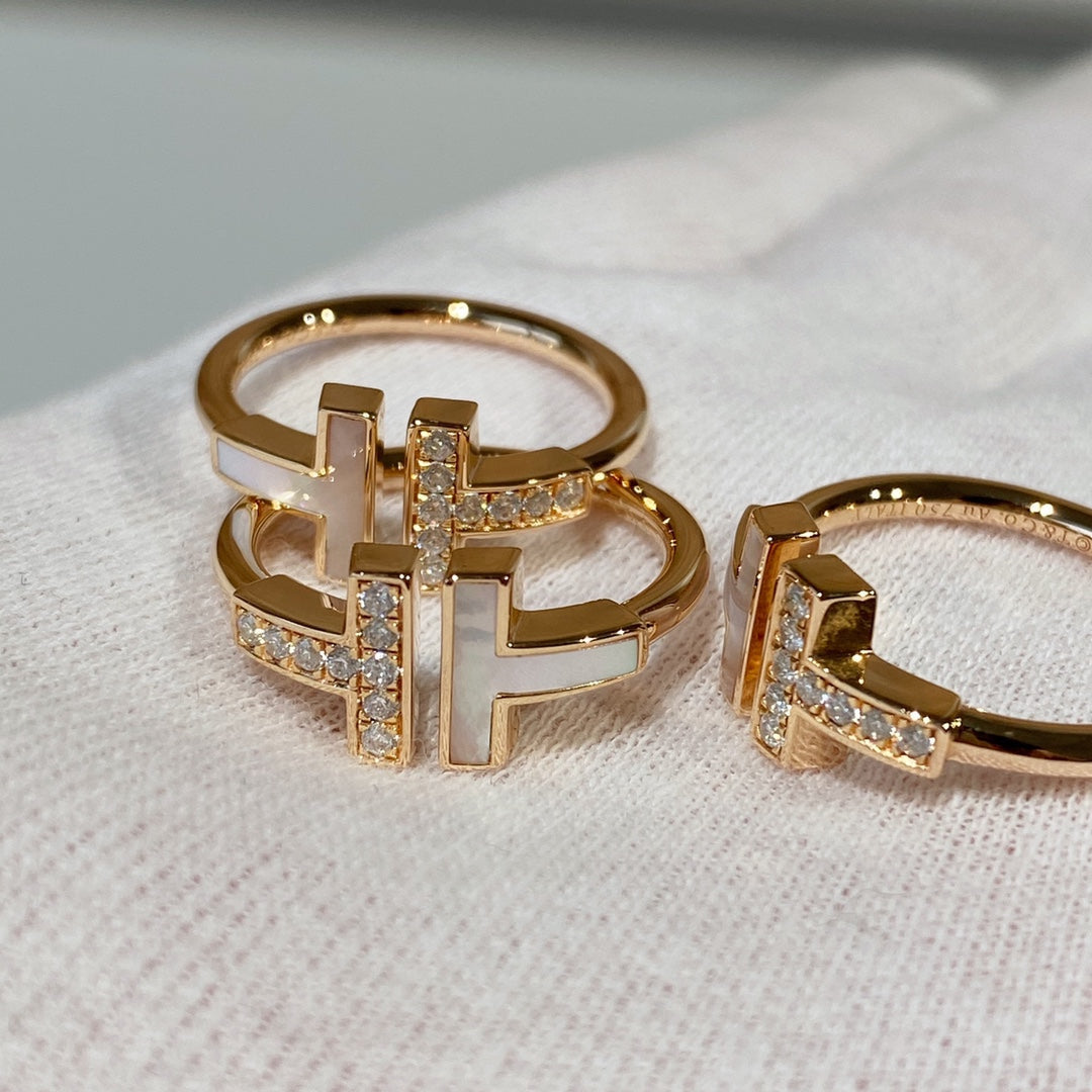 [Hyrra Jewelry]T WIRE MOP DIAMOND RING PINK GOLD