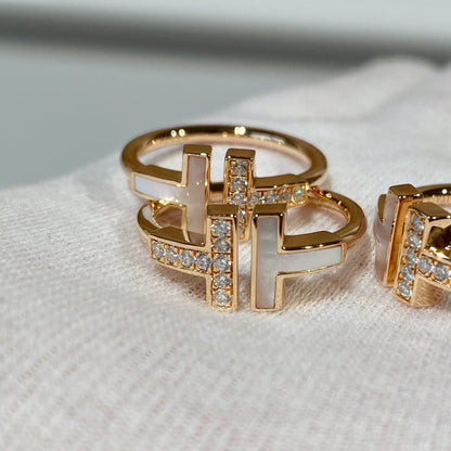 [Hyrra Jewelry]T WIRE MOP DIAMOND RING PINK GOLD