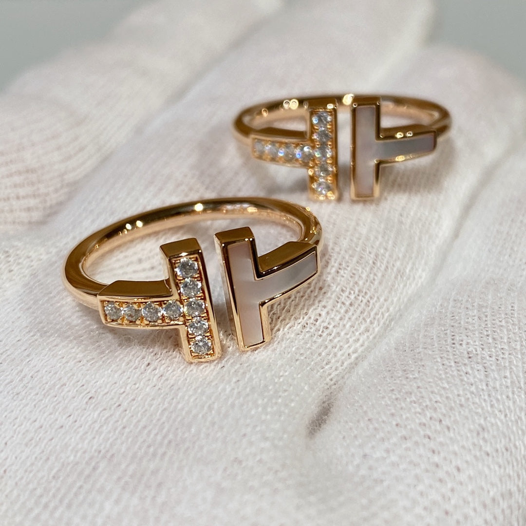 [Hyrra Jewelry]T WIRE MOP DIAMOND RING PINK GOLD