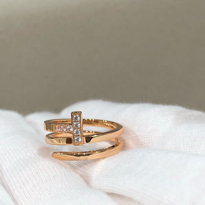 [Hyrra Jewelry]T WIRE DOUBLE ROWS RING PINK GOLD