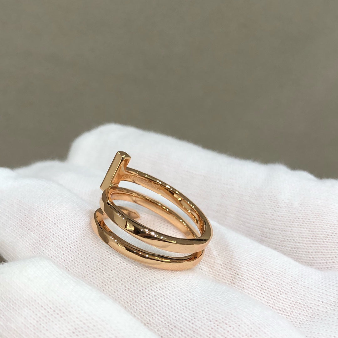 [Hyrra Jewelry]T WIRE DOUBLE ROWS RING PINK GOLD