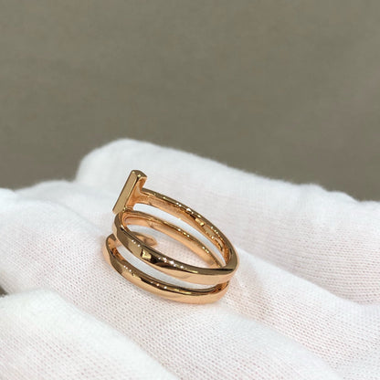 [Hyrra Jewelry]T WIRE DOUBLE ROWS RING PINK GOLD