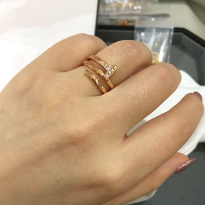 [Hyrra Jewelry]T WIRE DOUBLE ROWS RING PINK GOLD