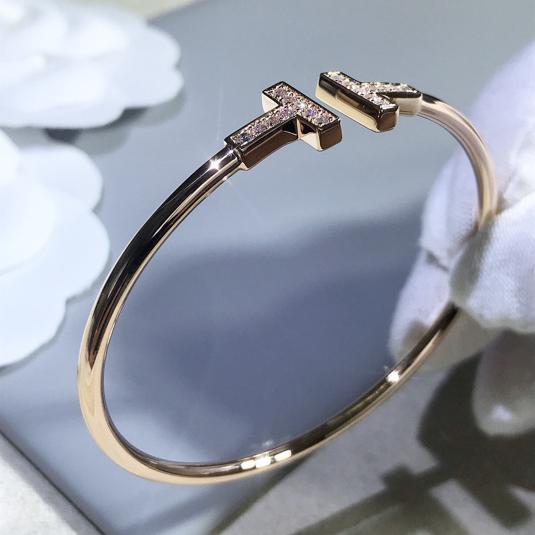 [Hyrra Jewelry]T BRACELET PINK GOLD 1.8MM DIAMOND