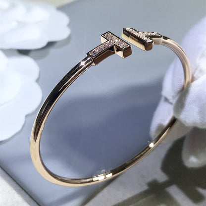 [Hyrra Jewelry]T BRACELET PINK GOLD 1.8MM DIAMOND