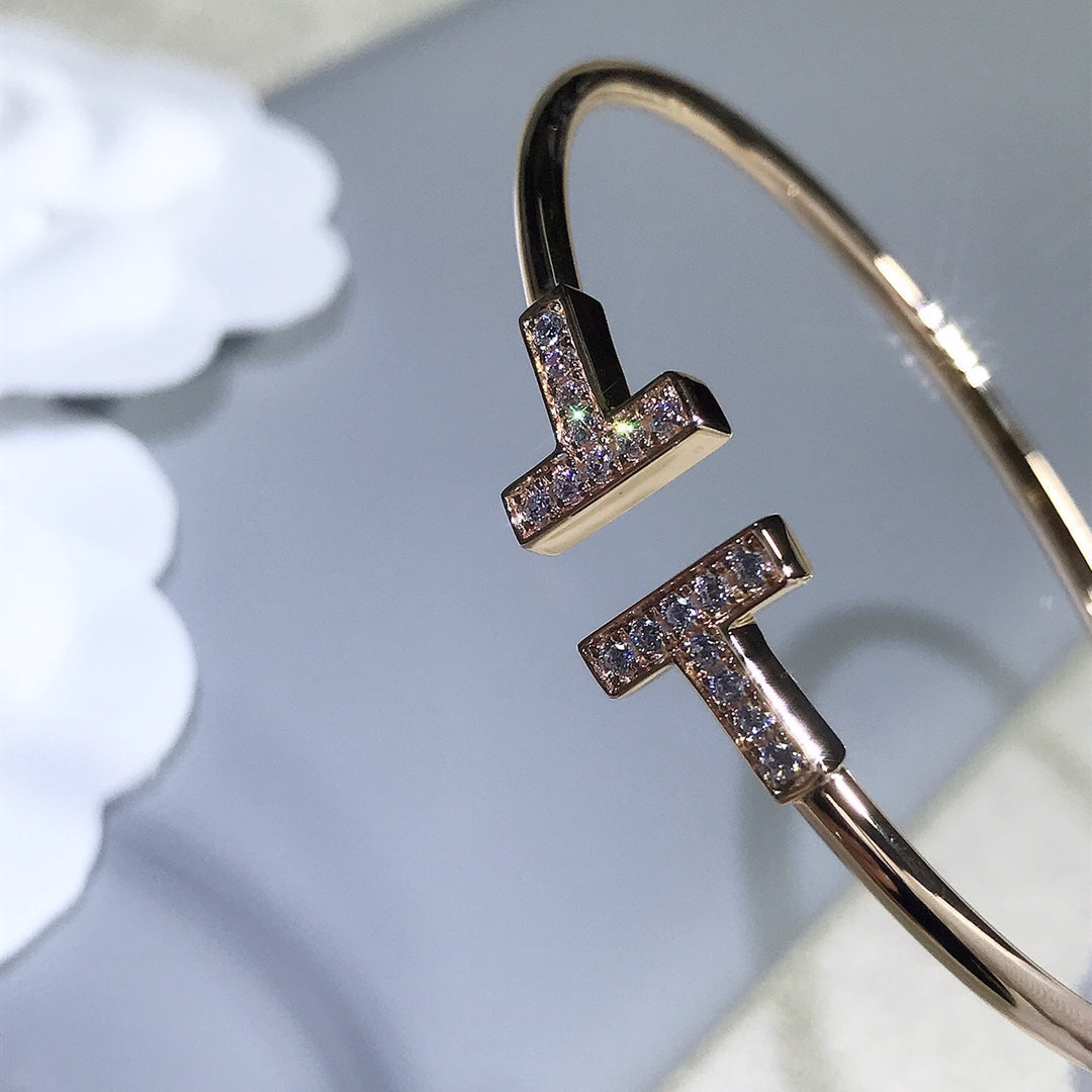 [Hyrra Jewelry]T BRACELET PINK GOLD 1.8MM DIAMOND