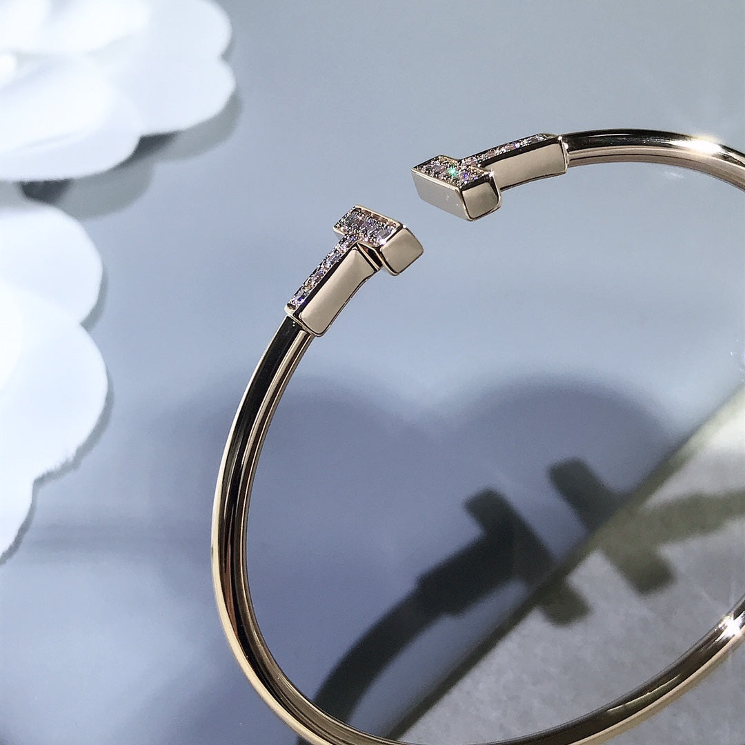 [Hyrra Jewelry]T BRACELET PINK GOLD 1.8MM DIAMOND