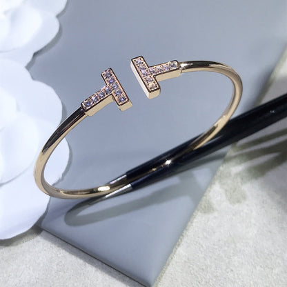 [Hyrra Jewelry]T BRACELET PINK GOLD 1.8MM DIAMOND