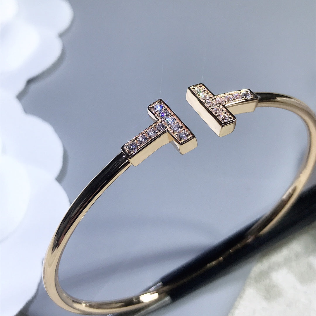 [Hyrra Jewelry]T BRACELET PINK GOLD 1.8MM DIAMOND