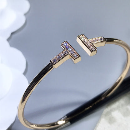 [Hyrra Jewelry]T BRACELET PINK GOLD 1.8MM DIAMOND