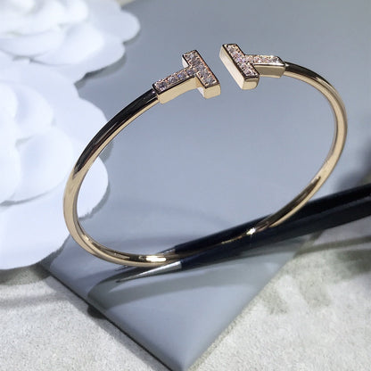 [Hyrra Jewelry]T BRACELET PINK GOLD 1.8MM DIAMOND