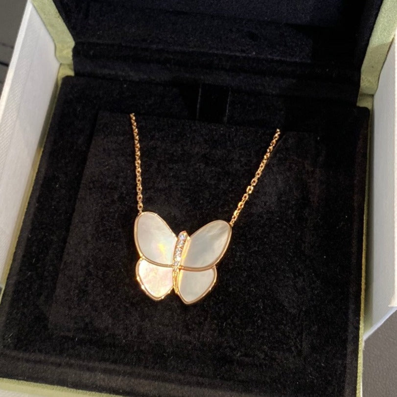 [⭐Hyrra Jewelry]BUTTERFLY GOLD MOP DIAMOND NECKLACE