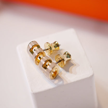 [⭐Hyrra Jewelry]MINI POP H GOLD EARRINGS GREY