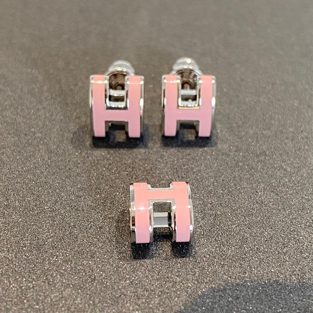 [⭐Hyrra Jewelry]MINI POP H SILVER EARRINGS PINK