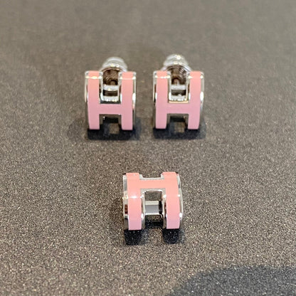 [⭐Hyrra Jewelry]MINI POP H SILVER EARRINGS PINK