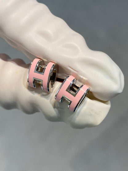 [⭐Hyrra Jewelry]MINI POP H SILVER EARRINGS PINK